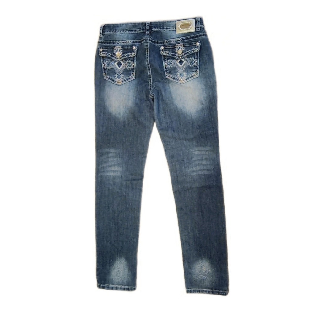 Denim Couture Y2K Embellished Straight Leg Jeans Medium Wash 13 Faded Country